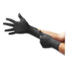 Microflex Midknight Powder-Free Nitrile Gloves, 4.7 Mil Palm, 5.9 Mil Fingers, 2x-Large, Black, 100/box